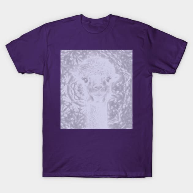 Ghostly alpaca and Lilac-gray mandala T-Shirt by hereswendy